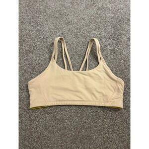 Yellowberry Sports Bra Girls Large Beige Excellent Multi-Strap Racerback Support